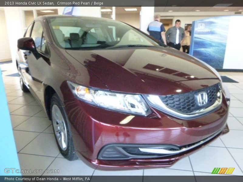 Crimson Red Pearl / Beige 2013 Honda Civic LX Sedan