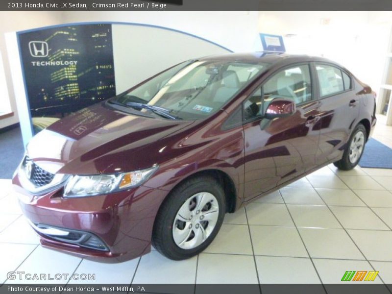 Crimson Red Pearl / Beige 2013 Honda Civic LX Sedan