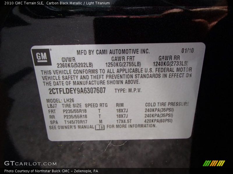 Carbon Black Metallic / Light Titanium 2010 GMC Terrain SLE