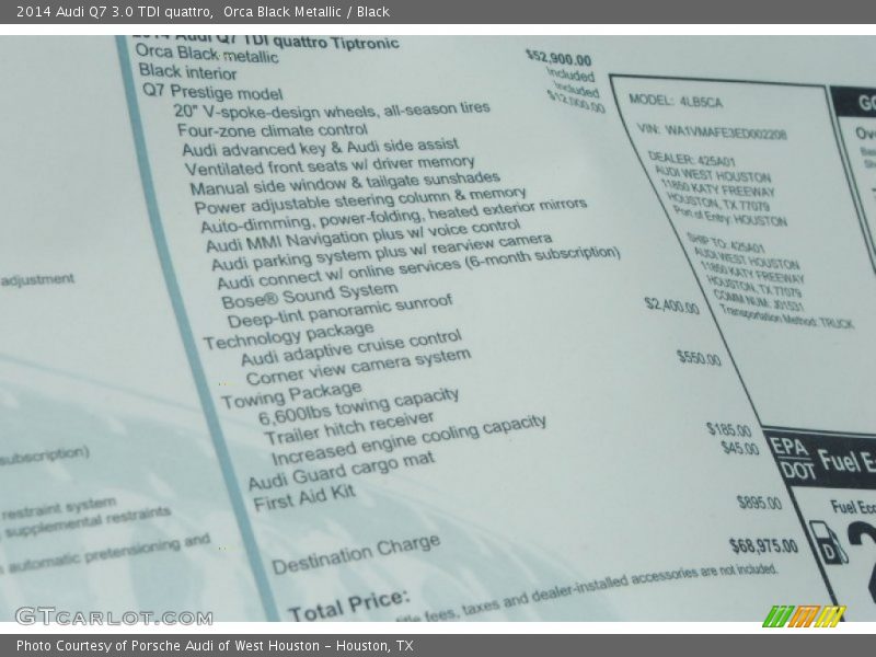  2014 Q7 3.0 TDI quattro Window Sticker