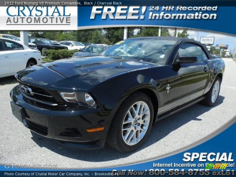 Black / Charcoal Black 2012 Ford Mustang V6 Premium Convertible