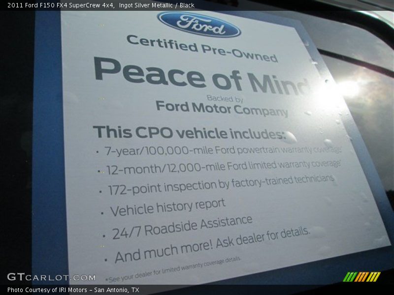 Ingot Silver Metallic / Black 2011 Ford F150 FX4 SuperCrew 4x4