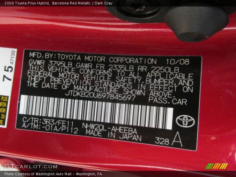 Barcelona Red Metallic / Dark Gray 2009 Toyota Prius Hybrid
