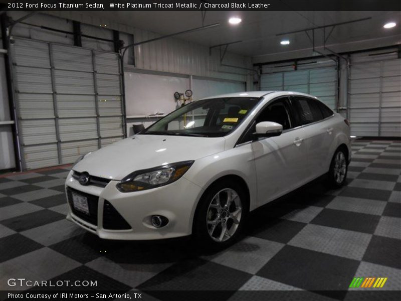 White Platinum Tricoat Metallic / Charcoal Black Leather 2012 Ford Focus Titanium Sedan