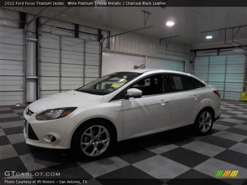 White Platinum Tricoat Metallic / Charcoal Black Leather 2012 Ford Focus Titanium Sedan