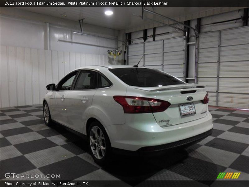 White Platinum Tricoat Metallic / Charcoal Black Leather 2012 Ford Focus Titanium Sedan