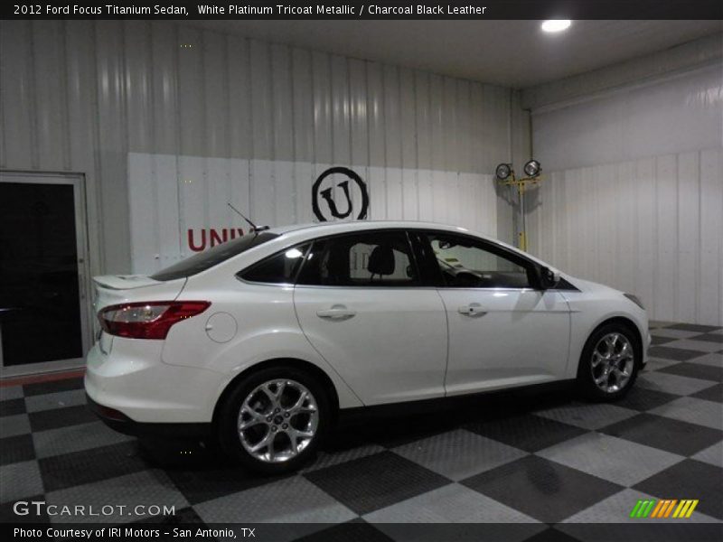 White Platinum Tricoat Metallic / Charcoal Black Leather 2012 Ford Focus Titanium Sedan