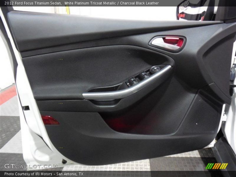 White Platinum Tricoat Metallic / Charcoal Black Leather 2012 Ford Focus Titanium Sedan