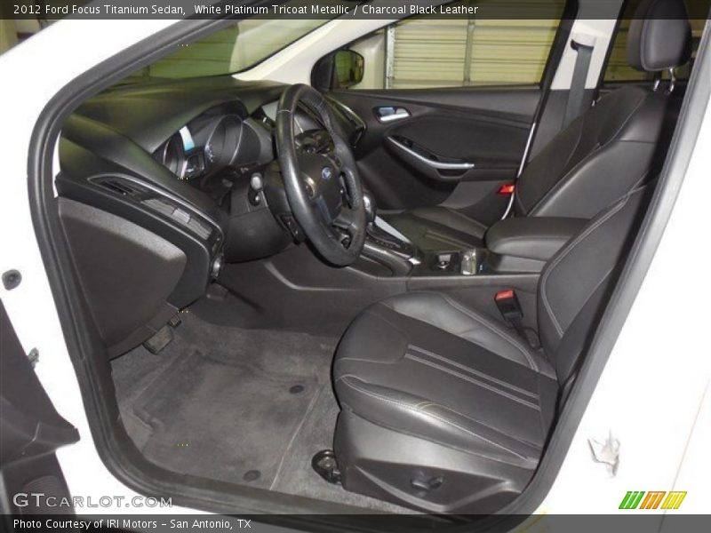 White Platinum Tricoat Metallic / Charcoal Black Leather 2012 Ford Focus Titanium Sedan
