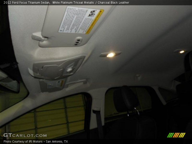 White Platinum Tricoat Metallic / Charcoal Black Leather 2012 Ford Focus Titanium Sedan