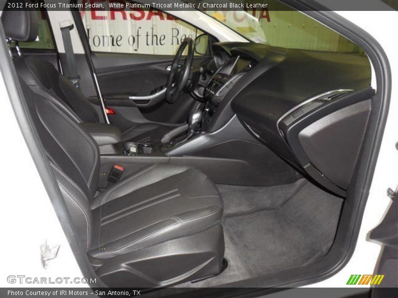 White Platinum Tricoat Metallic / Charcoal Black Leather 2012 Ford Focus Titanium Sedan