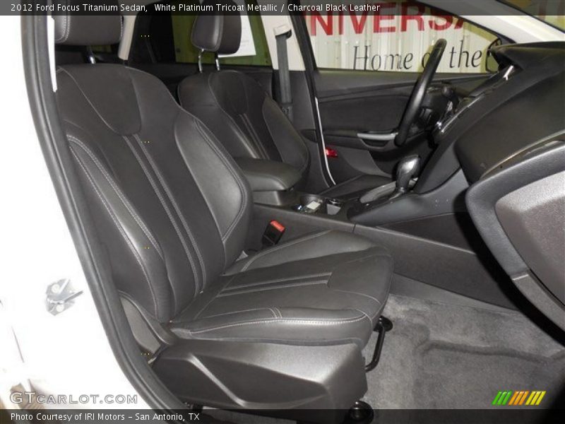 White Platinum Tricoat Metallic / Charcoal Black Leather 2012 Ford Focus Titanium Sedan