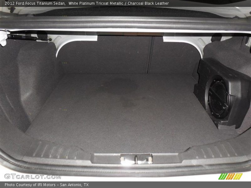 White Platinum Tricoat Metallic / Charcoal Black Leather 2012 Ford Focus Titanium Sedan