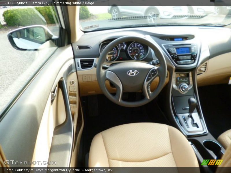 Shimmering White / Beige 2013 Hyundai Elantra GLS