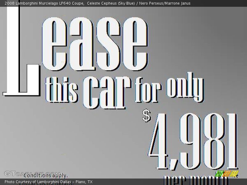 Celeste Cepheus (Sky Blue) / Nero Perseus/Marrone Janus 2008 Lamborghini Murcielago LP640 Coupe