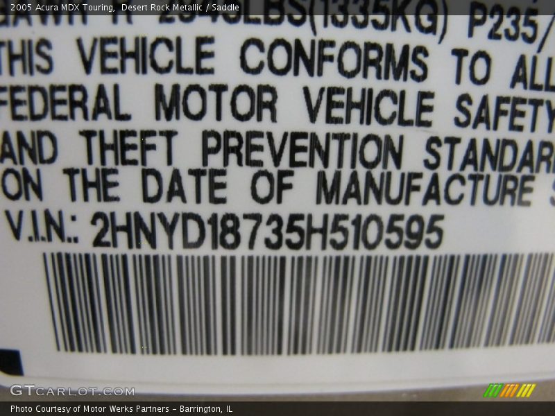 Desert Rock Metallic / Saddle 2005 Acura MDX Touring