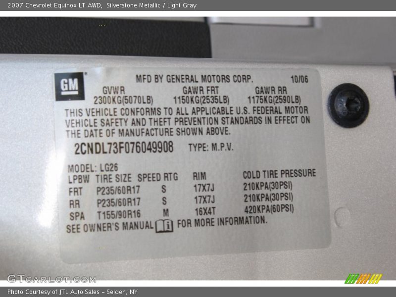 Silverstone Metallic / Light Gray 2007 Chevrolet Equinox LT AWD
