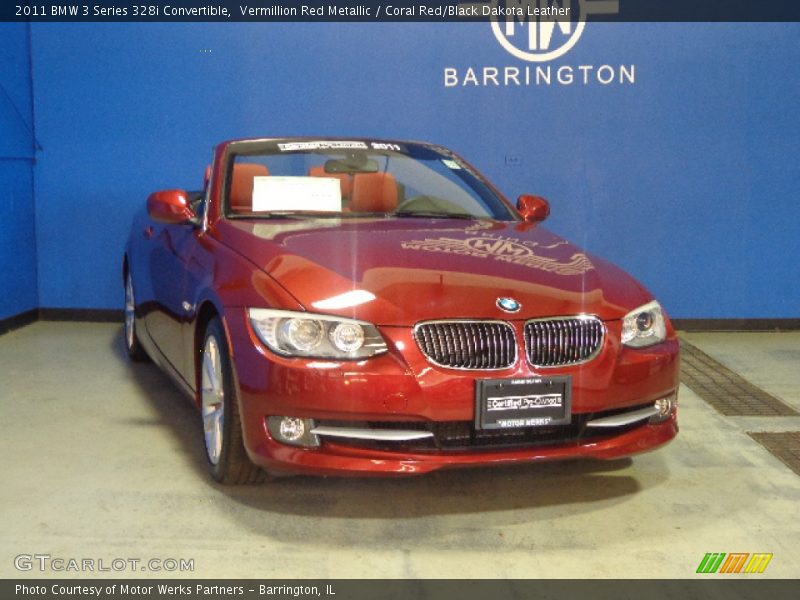 Vermillion Red Metallic / Coral Red/Black Dakota Leather 2011 BMW 3 Series 328i Convertible