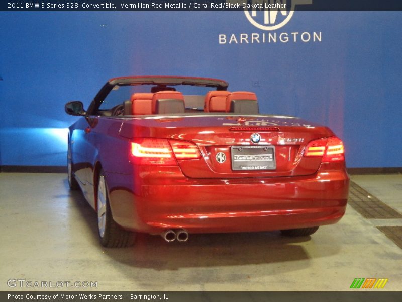 Vermillion Red Metallic / Coral Red/Black Dakota Leather 2011 BMW 3 Series 328i Convertible