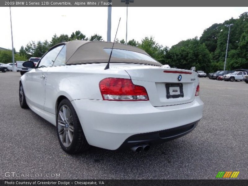 Alpine White / Taupe 2009 BMW 1 Series 128i Convertible