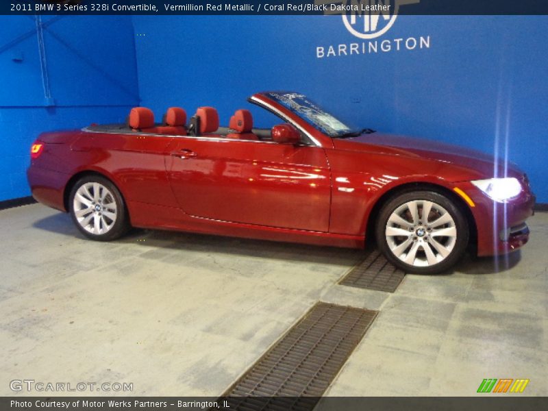 Vermillion Red Metallic / Coral Red/Black Dakota Leather 2011 BMW 3 Series 328i Convertible