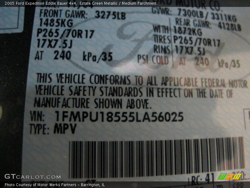 2005 Expedition Eddie Bauer 4x4 Estate Green Metallic Color Code ST