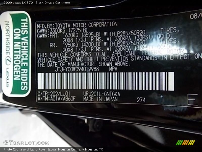 Black Onyx / Cashmere 2009 Lexus LX 570