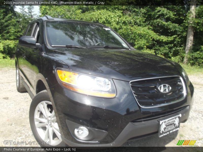 Phantom Black Metallic / Gray 2010 Hyundai Santa Fe Limited 4WD