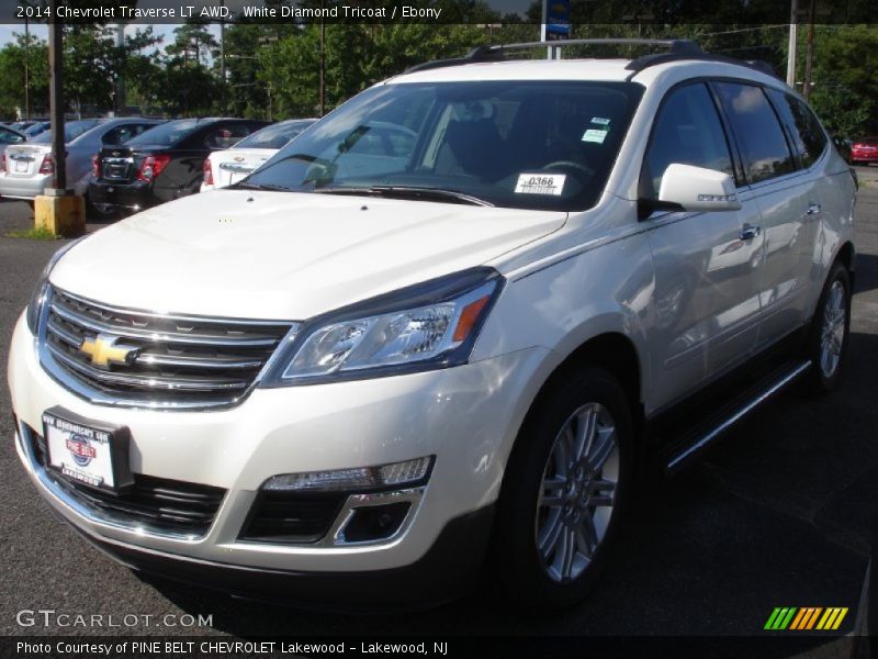 White Diamond Tricoat / Ebony 2014 Chevrolet Traverse LT AWD
