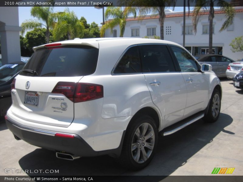 Aspen White Pearl / Taupe Gray 2010 Acura MDX Advance