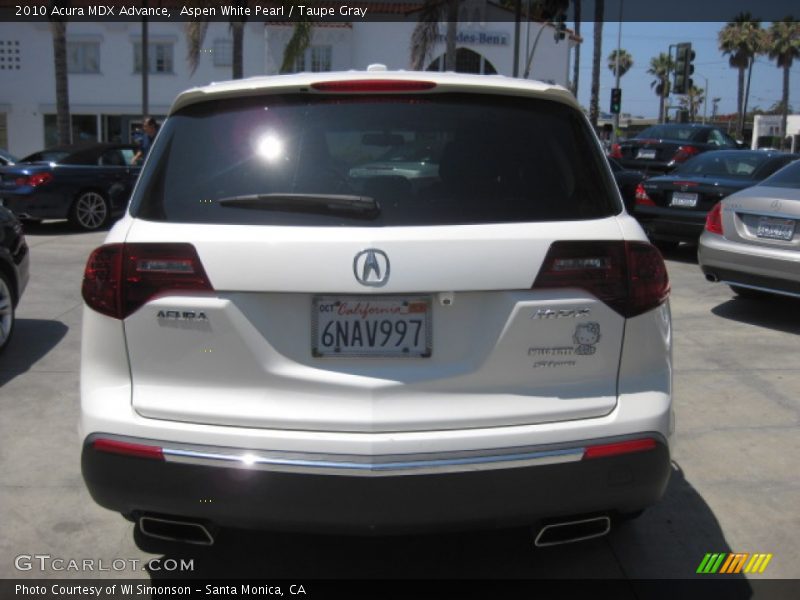 Aspen White Pearl / Taupe Gray 2010 Acura MDX Advance