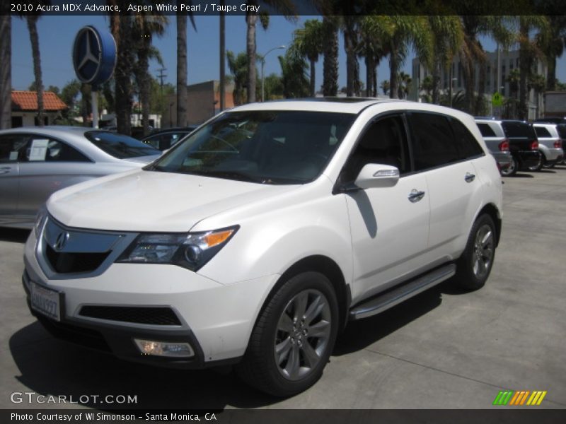 Aspen White Pearl / Taupe Gray 2010 Acura MDX Advance