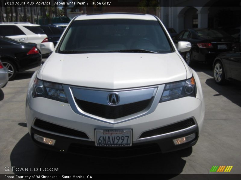 Aspen White Pearl / Taupe Gray 2010 Acura MDX Advance