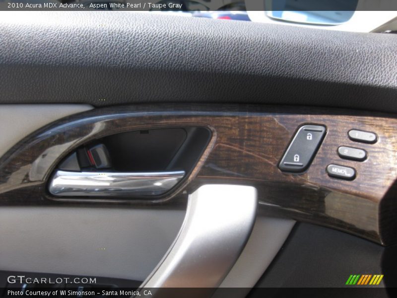 Aspen White Pearl / Taupe Gray 2010 Acura MDX Advance