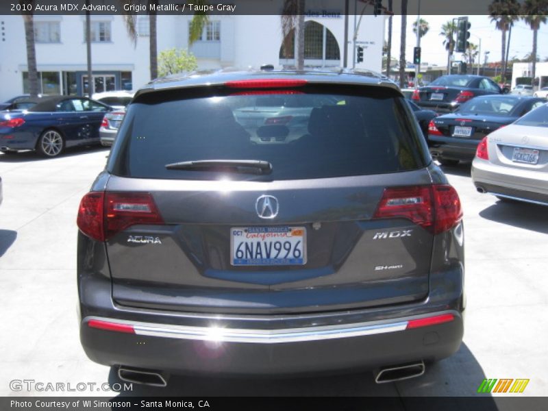 Grigio Metallic / Taupe Gray 2010 Acura MDX Advance