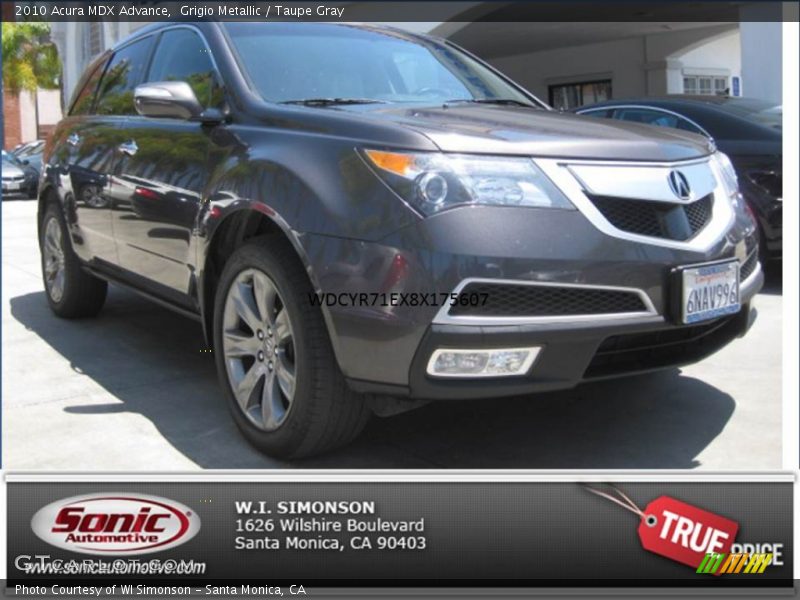 Grigio Metallic / Taupe Gray 2010 Acura MDX Advance