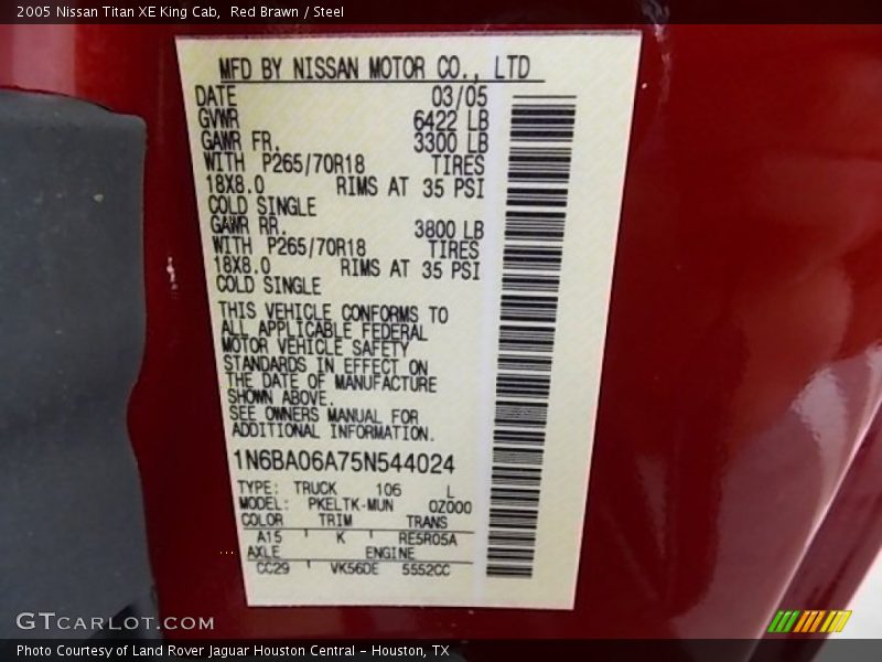 Red Brawn / Steel 2005 Nissan Titan XE King Cab