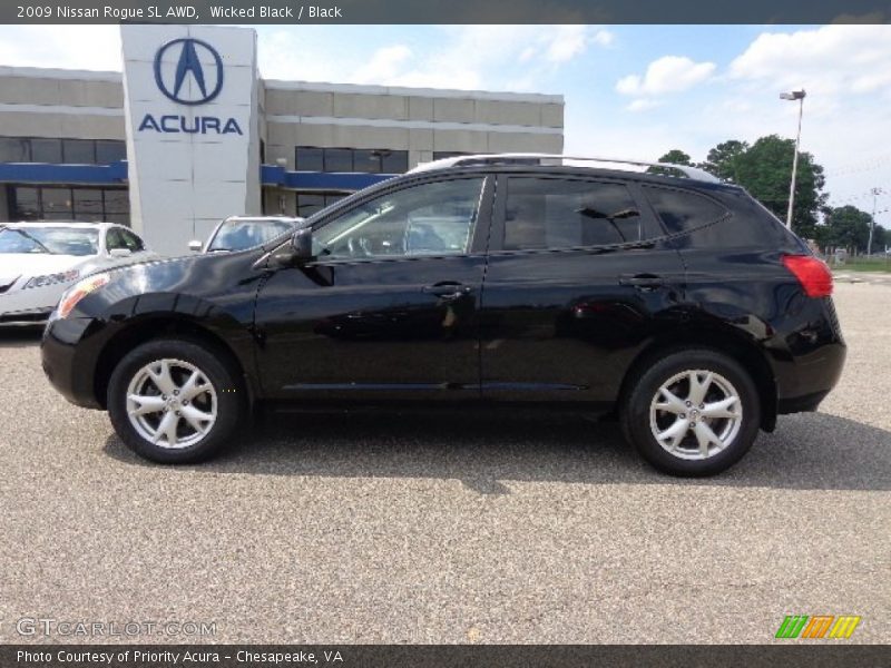 Wicked Black / Black 2009 Nissan Rogue SL AWD