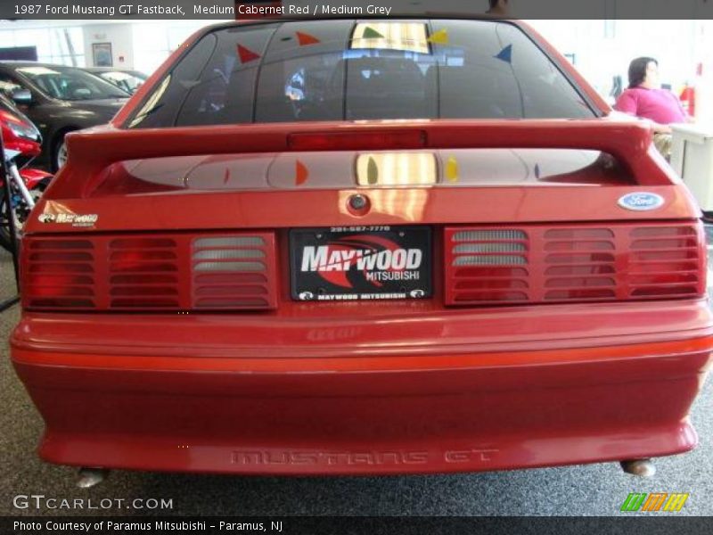 Medium Cabernet Red / Medium Grey 1987 Ford Mustang GT Fastback
