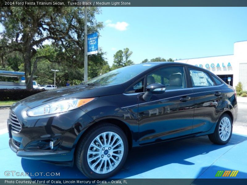 Tuxedo Black / Medium Light Stone 2014 Ford Fiesta Titanium Sedan