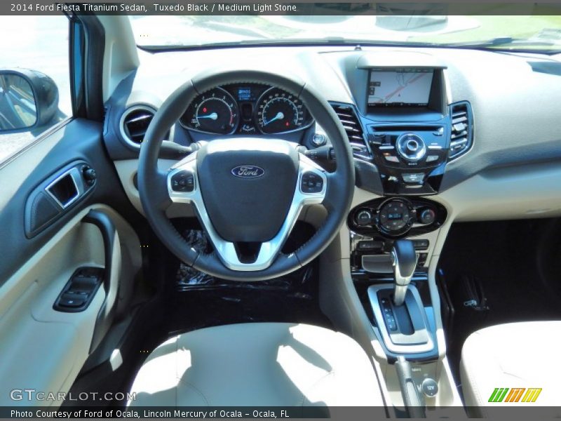 Tuxedo Black / Medium Light Stone 2014 Ford Fiesta Titanium Sedan