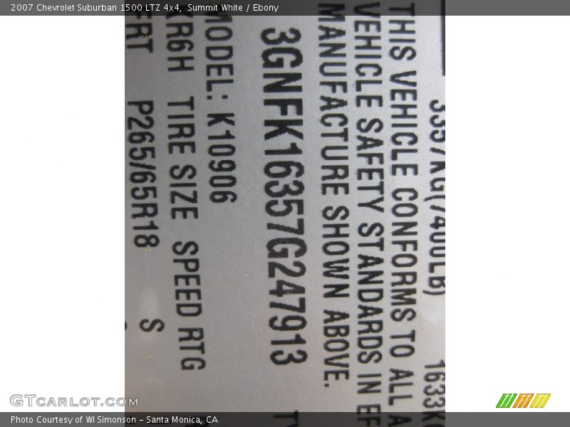 Summit White / Ebony 2007 Chevrolet Suburban 1500 LTZ 4x4