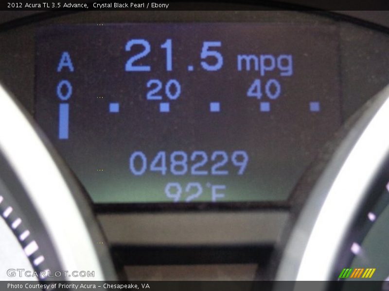 Crystal Black Pearl / Ebony 2012 Acura TL 3.5 Advance