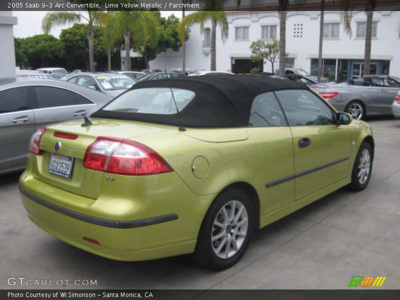 Lime Yellow Metallic / Parchment 2005 Saab 9-3 Arc Convertible