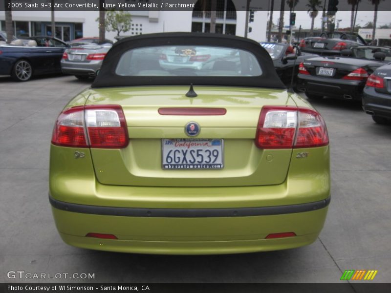 Lime Yellow Metallic / Parchment 2005 Saab 9-3 Arc Convertible