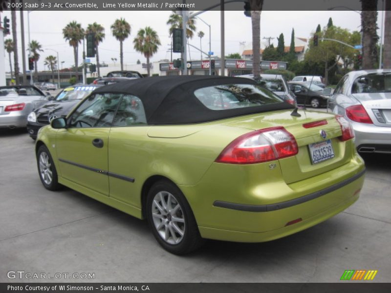 Lime Yellow Metallic / Parchment 2005 Saab 9-3 Arc Convertible