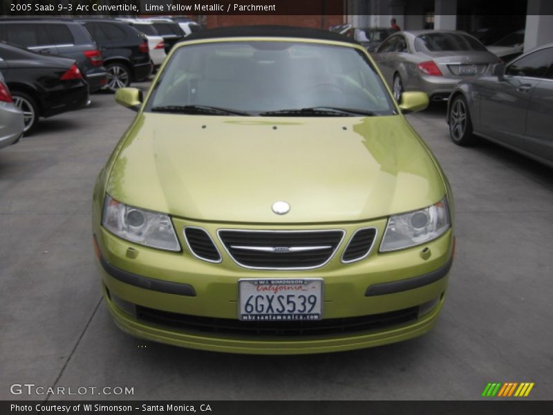 Lime Yellow Metallic / Parchment 2005 Saab 9-3 Arc Convertible