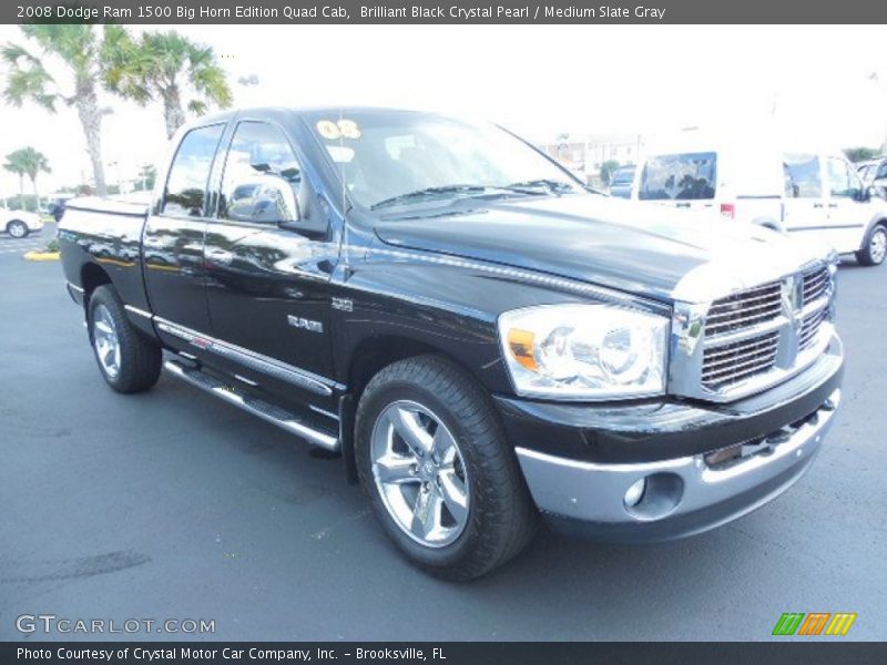 Brilliant Black Crystal Pearl / Medium Slate Gray 2008 Dodge Ram 1500 Big Horn Edition Quad Cab