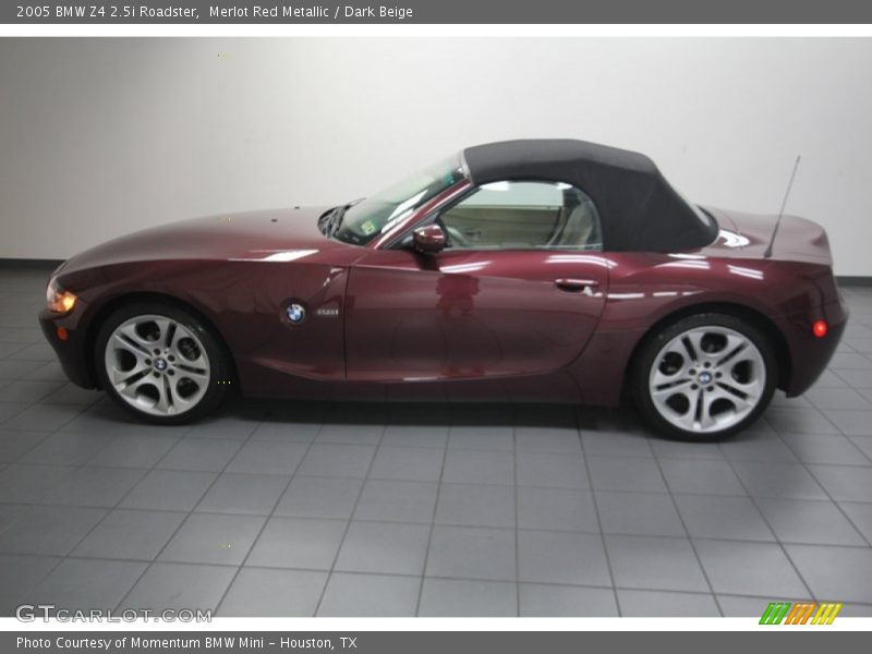 Merlot Red Metallic / Dark Beige 2005 BMW Z4 2.5i Roadster