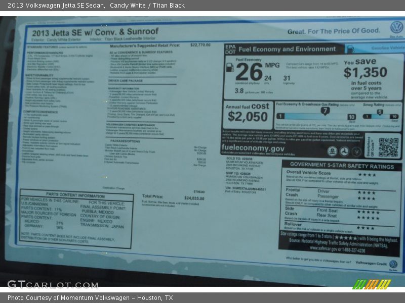 Candy White / Titan Black 2013 Volkswagen Jetta SE Sedan